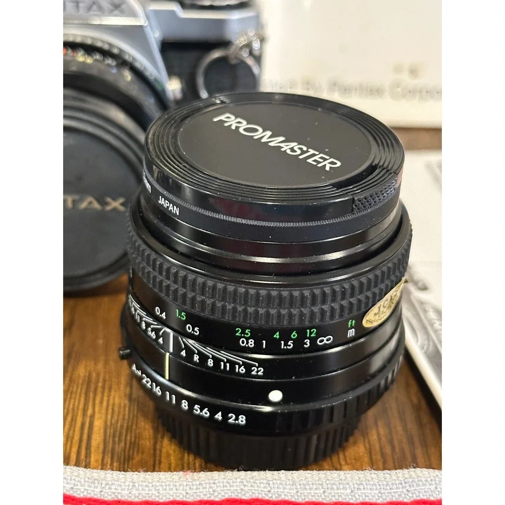 Pentax ME Super 35mm SLR Film Camera Kit with 28mm Lens AF160 Flash and Manuals